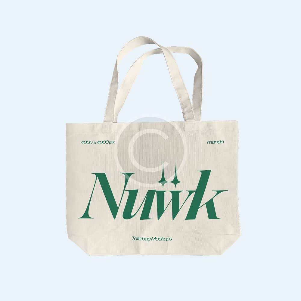 Graphic canvas tote in neutral cream